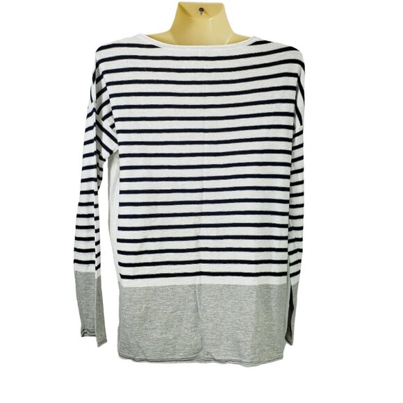 Vince‎ Lightweight Striped Color Block Sweater Women's Size S - Picture 2 of 6